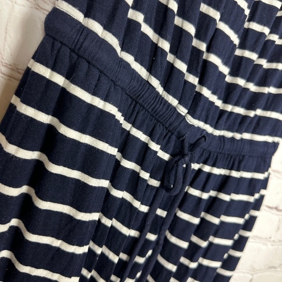 J CREW Women's blue white striped strapless maxi length modal blend dress, sz XS - Picture 2 of 7